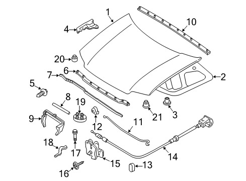 2009 Ford Escape Release Lever, Front Diagram for 8L8Z-16A770-A