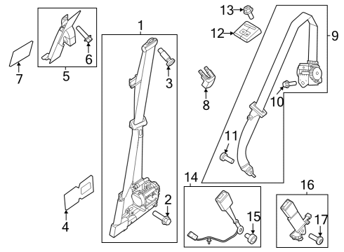 2023 Ford F-250 Super Duty Front Seat Belts Diagram 5 - Thumbnail
