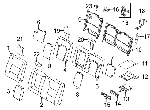 2018 Ford F-350 Super Duty Rear Seat Components Diagram