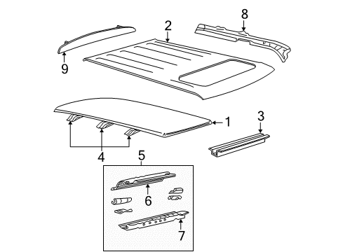 2006 Ford Explorer Windshield Header, Front Diagram for 6L2Z-7803418-A