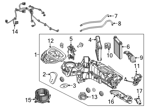 2014 Ford F-250 Super Duty A/C Evaporator & Heater Components Diagram