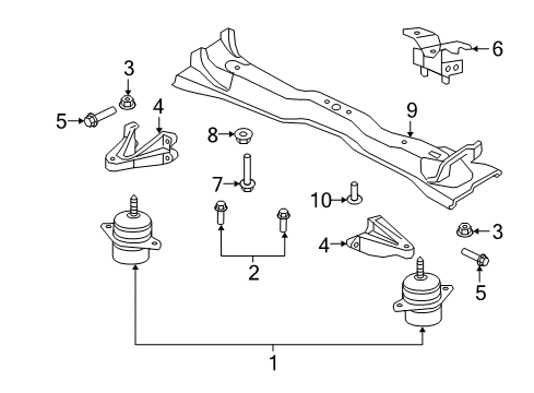 2006 Ford Mustang Support Bracket, Driver Side Diagram for 4R3Z-6031-AA