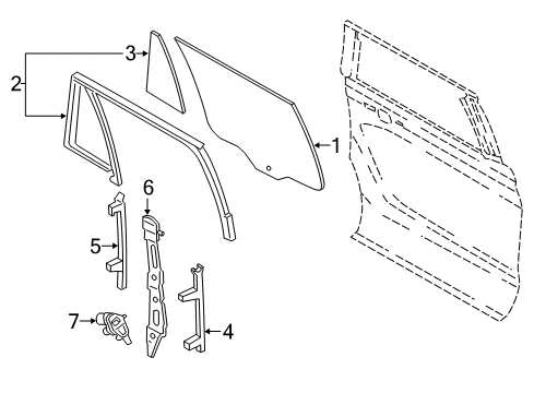 2019 Ford Expedition Rear Door - Glass & Hardware Diagram