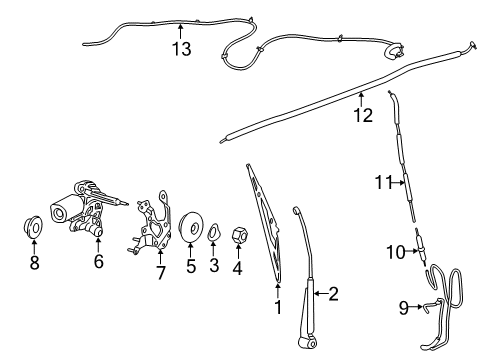 2014 Ford Transit Connect Back Door - Wiper & Washer Components Diagram
