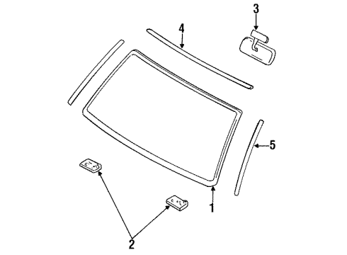 1996 Ford Contour Windshield Glass, Reveal Moldings Diagram