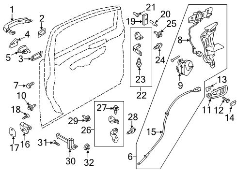 2017 Ford C-Max Front Door - Lock & Hardware Diagram