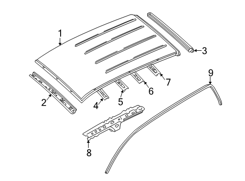2003 Ford Escape Roof & Components Diagram