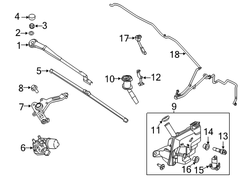 2015 Ford Focus Windshield - Wiper & Washer Components Diagram
