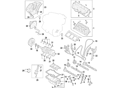 2006 Lincoln Zephyr Engine Parts, Mounts, Cylinder Head & Valves, Camshaft & Timing, Variable Valve Timing, Oil Pan, Oil Pump, Crankshaft & Bearings Diagram