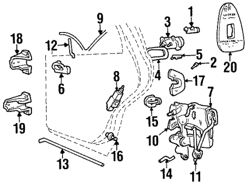 1995 Lincoln Continental Door & Components Diagram