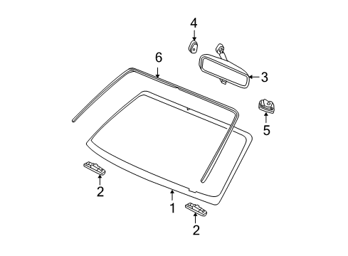 2009 Ford F-250 Super Duty Windshield Glass, Reveal Moldings Diagram