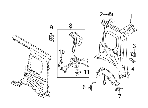 2020 Ford Transit Connect Inner Structure - Side Panel Diagram 2 - Thumbnail
