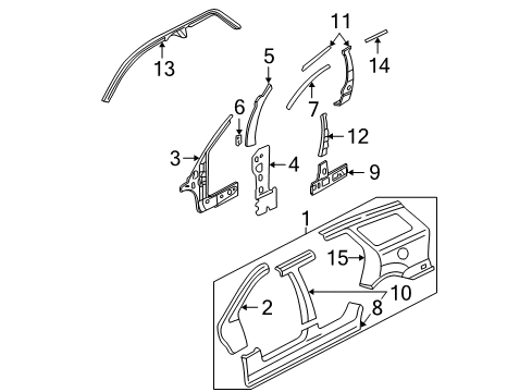 2002 Ford Focus Rocker Reinforcement, Rear Driver Side Diagram for YS4Z-5420403-BB