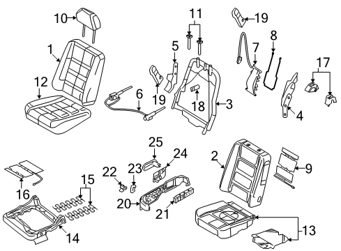 2008 Ford Taurus Passenger Seat Components Diagram