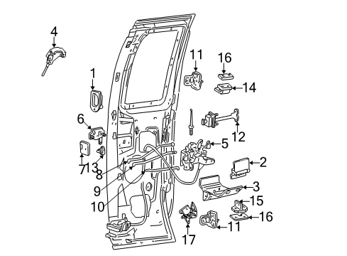 2006 Ford F-250 Super Duty Rear Door - Lock & Hardware Diagram