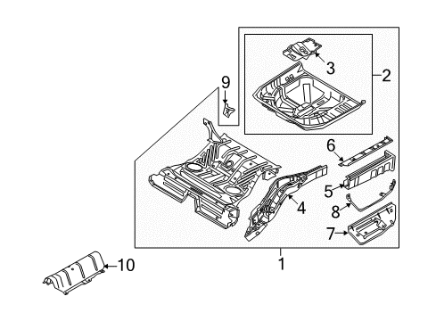 2008 Ford Taurus Rear Floor & Rails Diagram