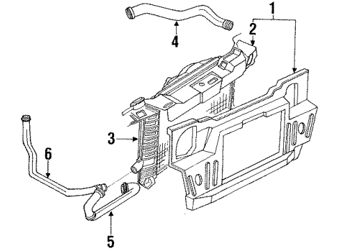 1993 Mercury Topaz Radiator & Components, Radiator Support Diagram