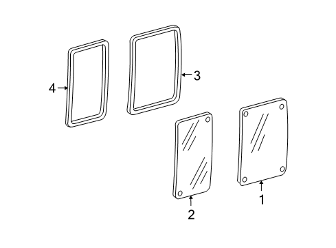 2013 Ford E-250 Side Loading Door - Glass & Hardware Diagram