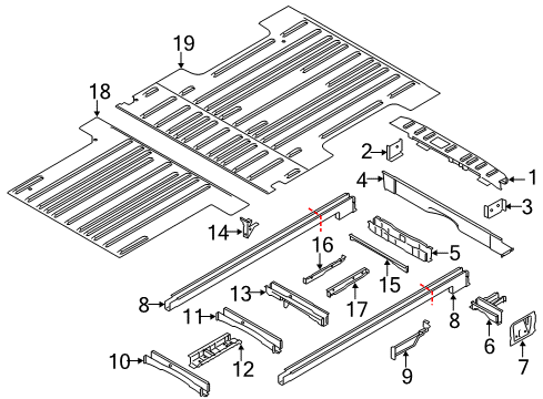 2017 Ford Transit-150 Rear Body - Floor & Rails Diagram