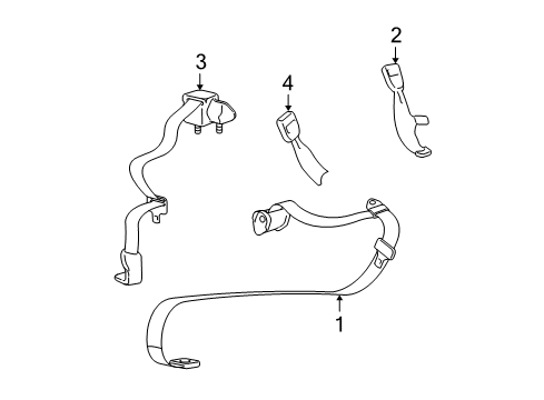 2003 Lincoln Town Car Center Seat Belt, Camel Diagram for 6W1Z-54600A38-CC