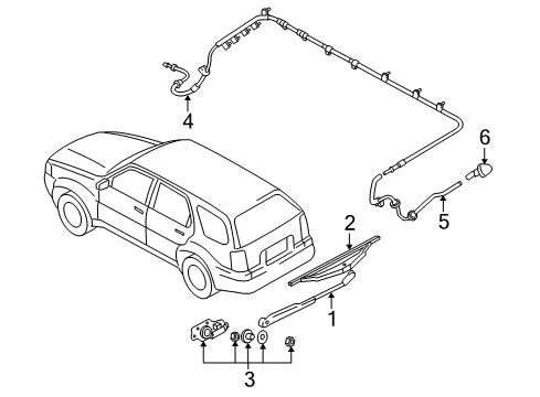 2006 Mercury Mariner Lift Gate - Wiper & Washer Components Diagram