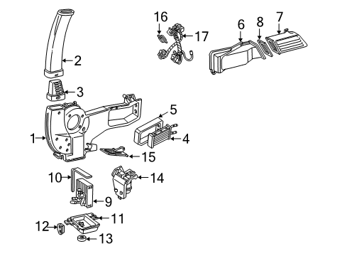 1992 Ford E-150 Econoline A/C Evaporator & Heater Components Diagram