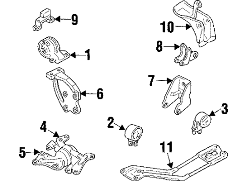 1998 Ford Escort Center Crossmember, Front Diagram for F7CZ-6A023-AB