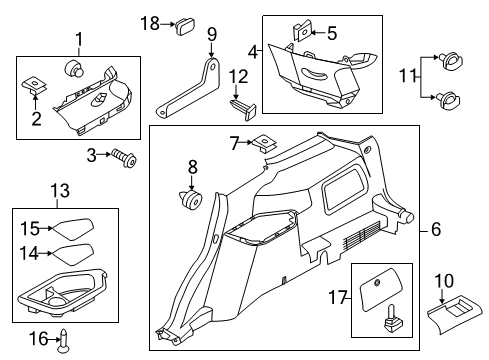 2018 Ford Police Interceptor Utility Interior Trim - Quarter Panels Diagram