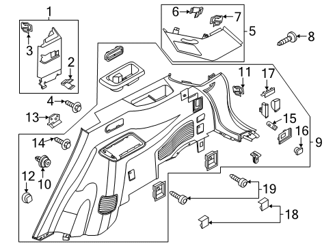 2021 Lincoln Aviator Interior Trim - Quarter Panels Diagram