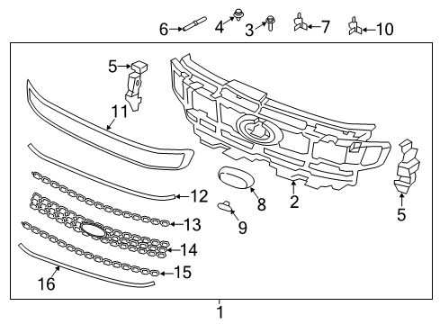 2019 Ford Expedition Grille & Components Diagram