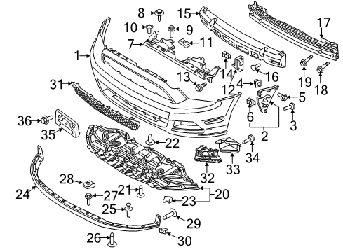 2013 Ford Mustang Valance Panel Retainer Nut Diagram for -W715051-S439