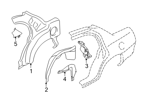 2008 Lincoln Town Car Inner Wheelhouse, Passenger Side Diagram for 3W1Z-5427886-AA
