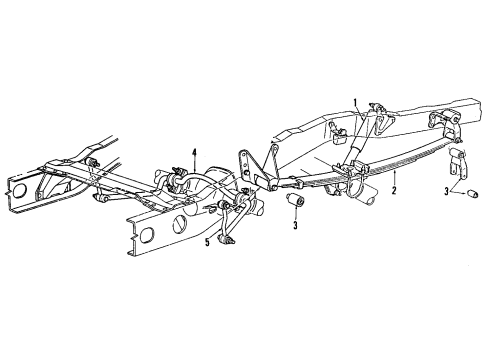 1994 Ford Explorer Rear Suspension Components, Axle Housing, Stabilizer Bar & Components Diagram