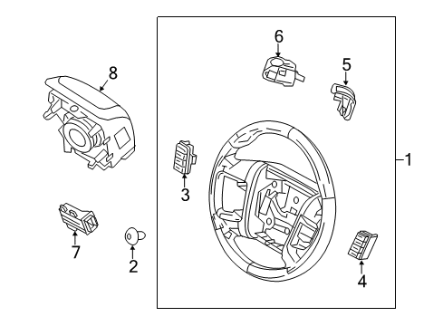 2013 Lincoln MKS Steering Wheel, Charcoal Black Diagram for DA5Z-3600-DB