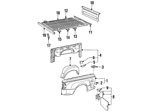 1994 Ford Ranger Front & Side Panels, Floor Diagram