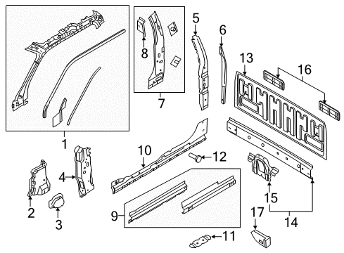2018 Ford F-250 Super Duty Back Panel, Hinge Pillar Diagram