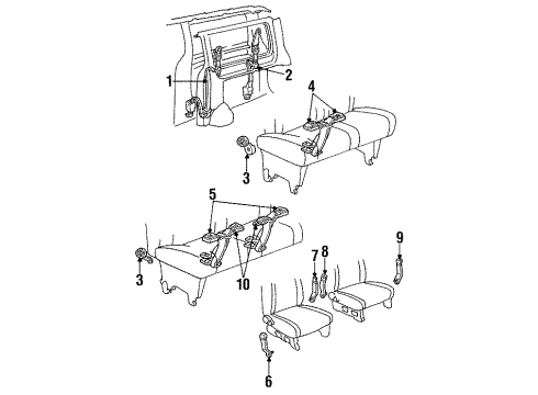 1995 Ford Aerostar Retractor Assembly, Driver Side Diagram for F39Z-12611B69-H