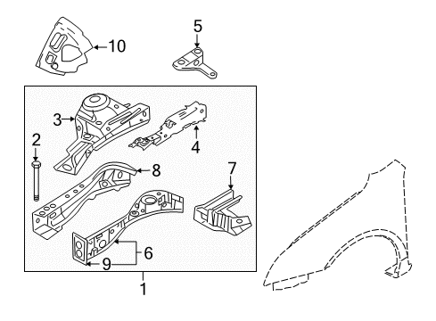 2008 Mercury Milan Structural Components & Rails Diagram