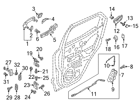 2019 Ford EcoSport Rear Door - Lock & Hardware Diagram