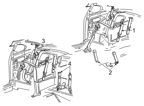 1999 Ford Mustang Front Seat Belts, Rear Seat Belts Diagram 2 - Thumbnail