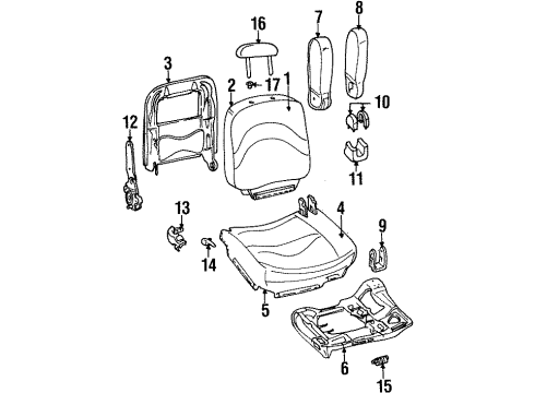 2000 Ford Crown Victoria Seat Cushion Pad, Driver Side Diagram for XW7Z-54632A23-AA