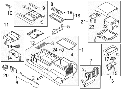 2019 Ford F-150 Front Console Diagram