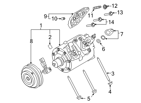2021 Lincoln Nautilus A/C Condenser, Compressor & Lines Diagram