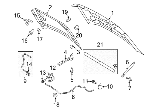 2013 Ford F-150 Hood & Components Diagram