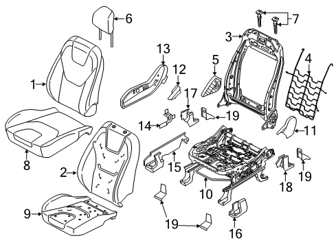 2022 Ford Edge Passenger Seat Components Diagram 1 - Thumbnail