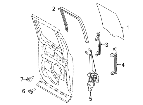 2015 Ford F-150 Rear Door - Glass & Hardware Diagram