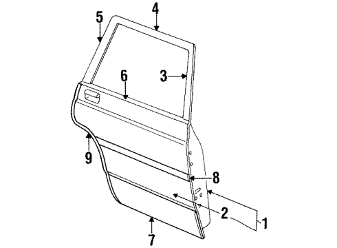 1986 Mercury Marquis Door & Components, Exterior Trim Diagram