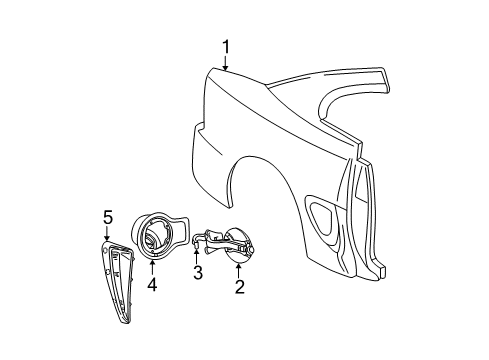 1999 Ford Mustang Quarter Panel & Components Diagram