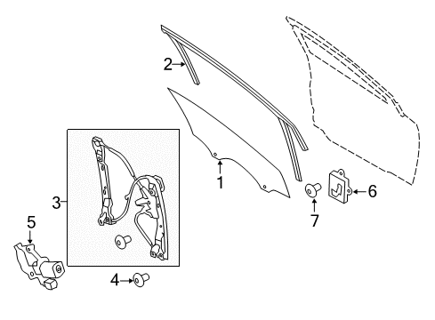 2015 Ford Focus Front Door - Glass & Hardware Diagram