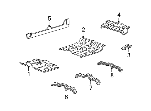 2002 Lincoln Blackwood Floor Pan, Front Diagram for XL1Z-7811135-BA